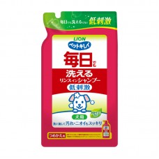 LION PET 獅王100%植物成分低刺激 可每天使用狗狗用二合一沐浴露 補充裝 400ml 柔和花香 166-0111